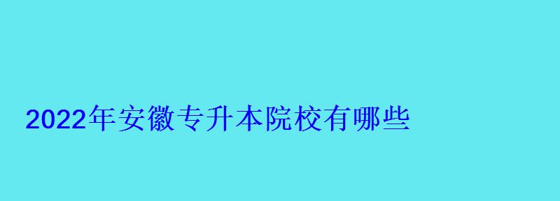 2022年安徽专升本院校有哪些