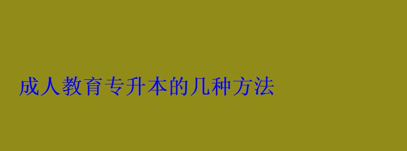 成人教育专升本的几种方法 成人教育专升本的几种方法