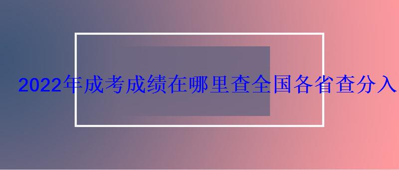 2022年成考成绩在哪里查全国各省查分入口汇总 2022年成考成绩在哪里查全国各省查分入口汇总
