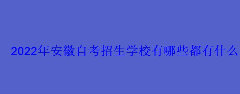 2022年安徽自考招生学校有哪些都有什么院校