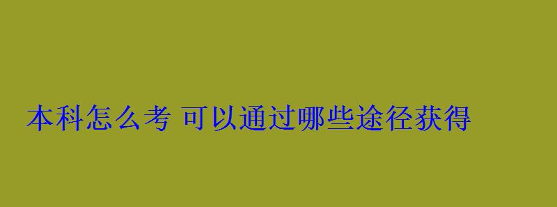 本科怎么考可以通过哪些途径获得