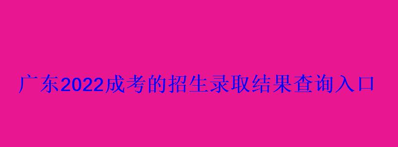 广东2022成考的招生录取结果查询入口 广东2022成考的招生录取结果查询入口