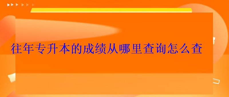 往年专升本的成绩从哪里查询怎么查