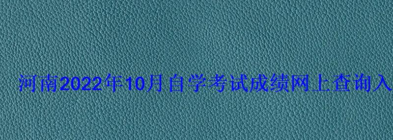 河南2022年10月自学考试成绩网上查询入口 河南2022年10月自学考试成绩网上查询入口