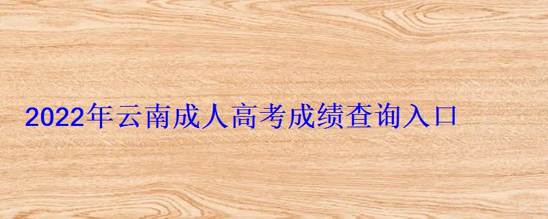 2022年云南成人高考成绩查询入口