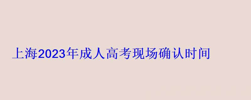 上海2023年成人高考现场确认时间