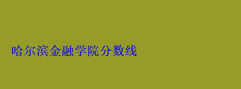 哈尔滨金融学院分数线