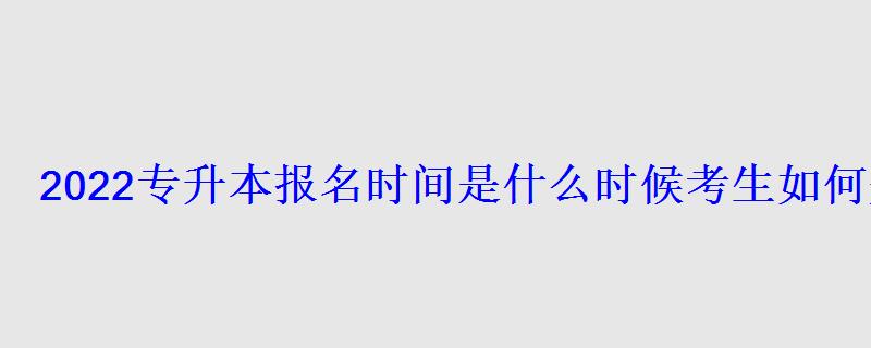 2022专升本报名时间是什么时候考生如何规划