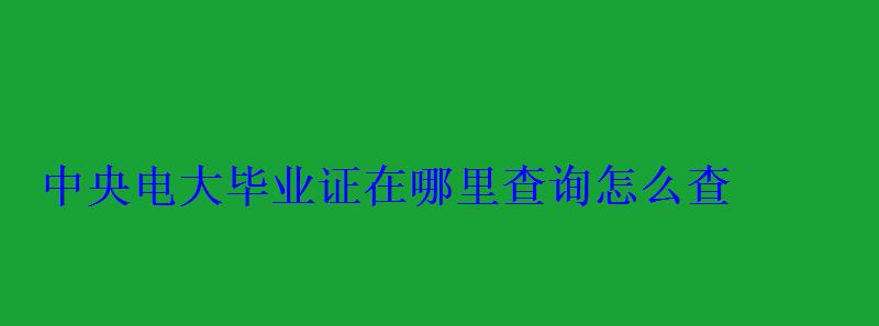 中央电大毕业证在哪里查询怎么查 中央电大毕业证在哪里查询怎么查
