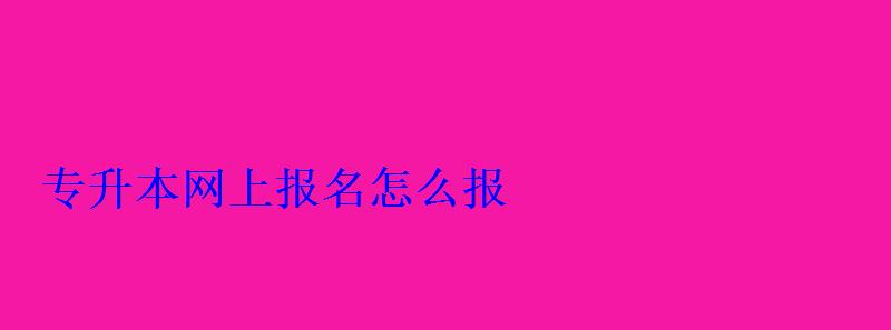 专升本网上报名怎么报 专升本网上报名怎么报