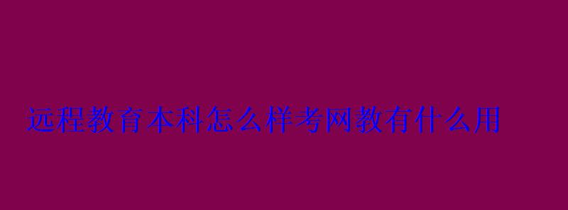 远程教育本科怎么样考网教有什么用