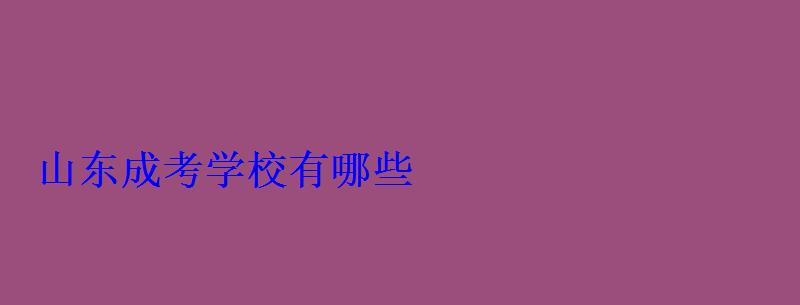 山东成考学校有哪些 山东成考学校有哪些