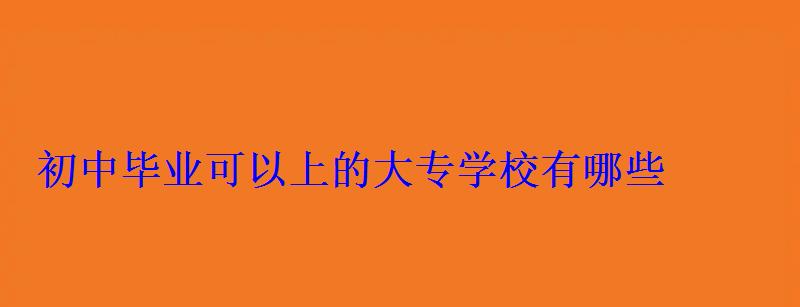 初中毕业可以上的大专学校有哪些