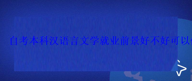 自考本科汉语言文学就业前景好不好可以做什么