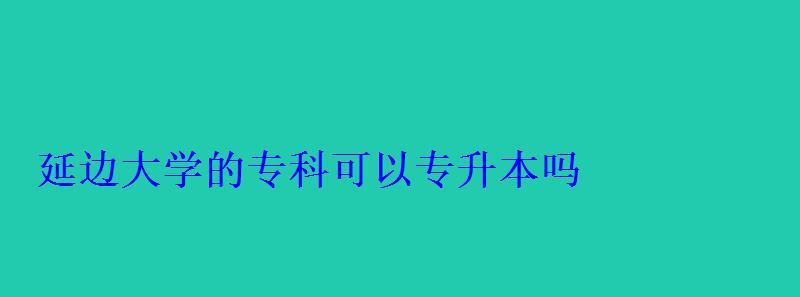 延边大学的专科可以专升本吗