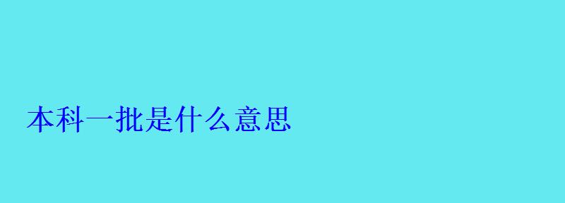 本科一批是什么意思