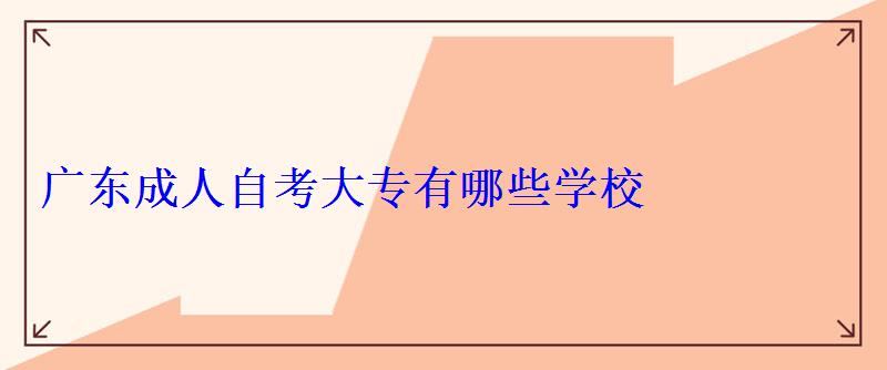 广东成人自考官网，广东成人自考大专有哪些学校