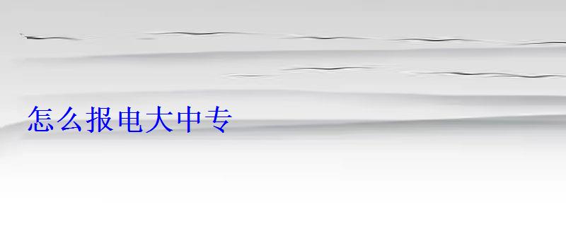 怎么报电大中专 怎么报电大中专