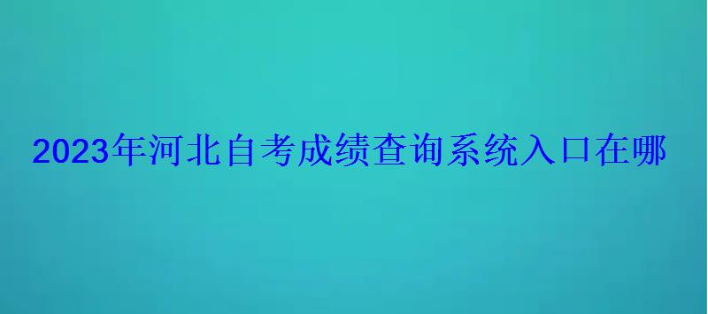 2023年河北自考成绩查询系统入口在哪