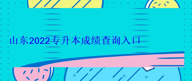 山东2022专升本成绩查询入口