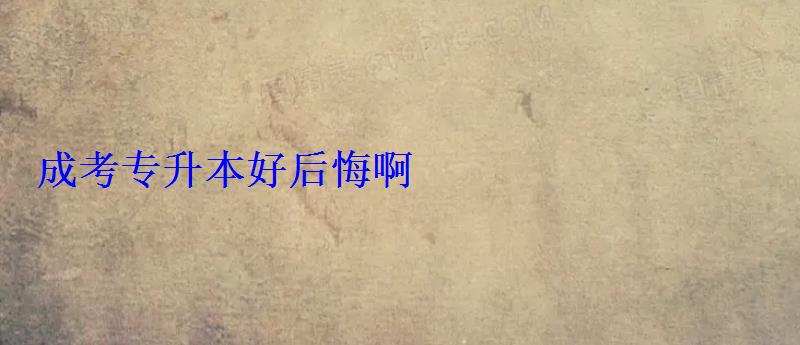 成考专升本好后悔啊 成考专升本好后悔啊