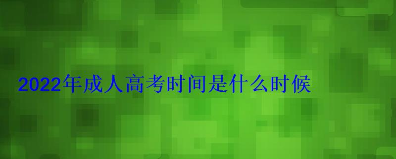 2022年成人高考时间是什么时候