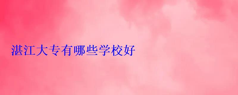 湛江大专有哪些学校好