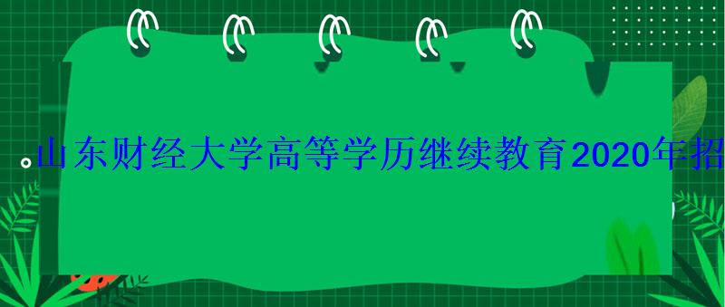 山东财经大学高等学历继续教育2020年招生简章