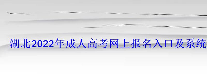 湖北2022年成人高考网上报名入口及系统网址