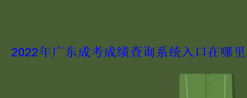 2022年广东成考成绩查询系统入口在哪里
