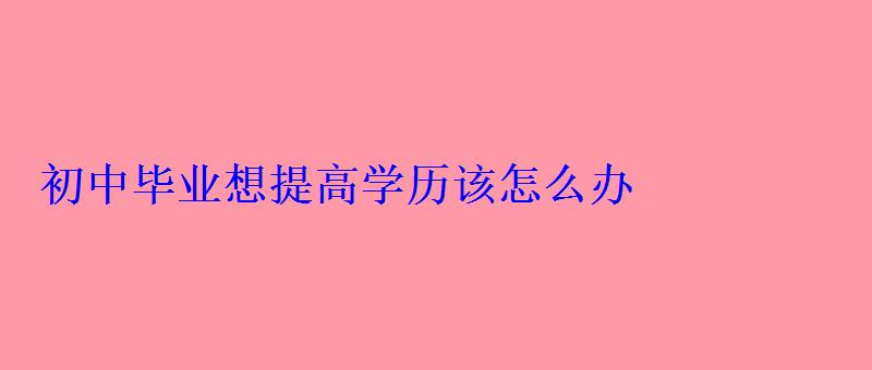 初中毕业想提高学历该怎么办