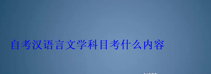 自考汉语言文学科目考什么内容 自考汉语言文学科目考什么内容