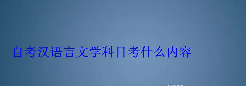 自考汉语言文学科目考什么内容