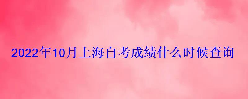 2022年10月上海自考成绩什么时候查询