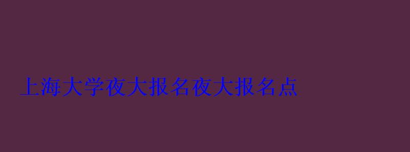 上海大学夜大报名，夜大报名点