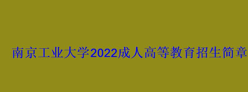 南京工业大学2022成人高等教育招生简章