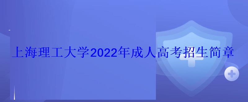 上海理工大学2022年成人高考招生简章