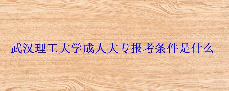武汉理工大学成人大专报考条件是什么