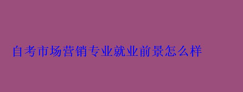 自考市场营销专业就业前景怎么样 自考市场营销专业就业前景怎么样