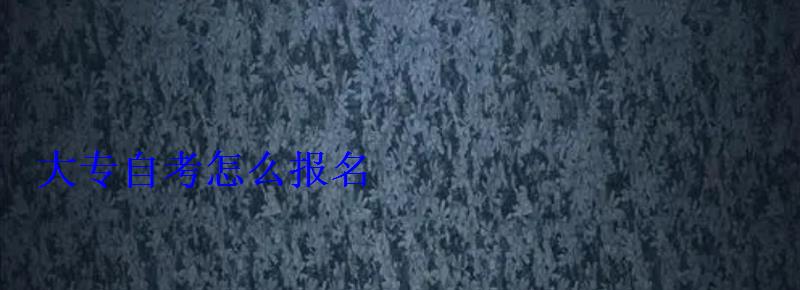 大专自考怎么报名
