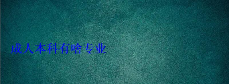 成人本科有啥专业