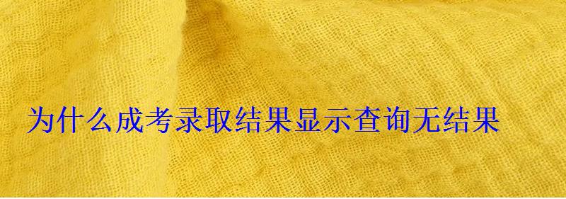为什么成考录取结果显示查询无结果 为什么成考录取结果显示查询无结果