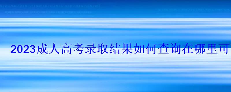 2023成人高考录取结果如何查询在哪里可以查到 2023成人高考录取结果如何查询在哪里可以查到