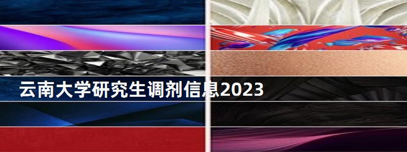 云南大学研究生调剂信息2023,云南大学研究生调剂