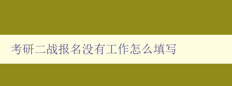 考研二战报名没有工作怎么填写 考研二战报名没有工作怎么填写