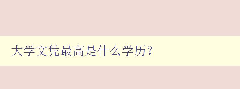大学文凭最高是什么学历? 解析各类学历的含义与区别 大学文凭最高是什么学历? 解析各类学历的含义与区别