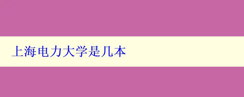 上海电力大学是几本