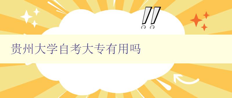贵州大学自考大专有用吗 详解贵州大学自考大专的就业前景和学习收获 贵州大学自考大专有用吗 详解贵州大学自考大专的就业前景和学习收获
