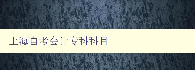 上海自考会计专科科目 详解上海自考会计专业科目设置