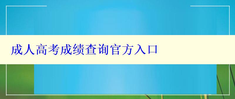 成人高考成绩查询官方入口